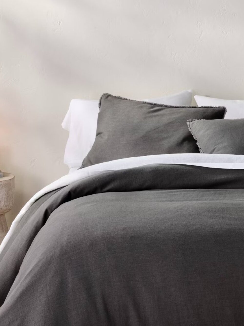 NWOT King Heavyweight Linen Blend Duvet Cover & Sham Set Dark Gray - Casaluna